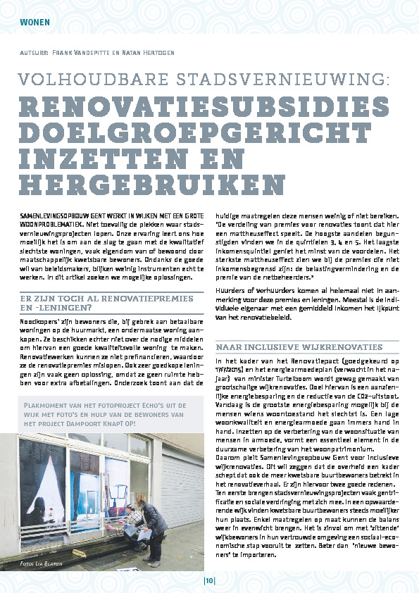 Sustainable urban renewal. Target group-based use and reuse of renovation subsidies