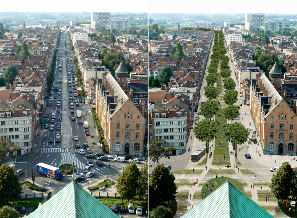Visualisation Rue Charles Quint - avant et après